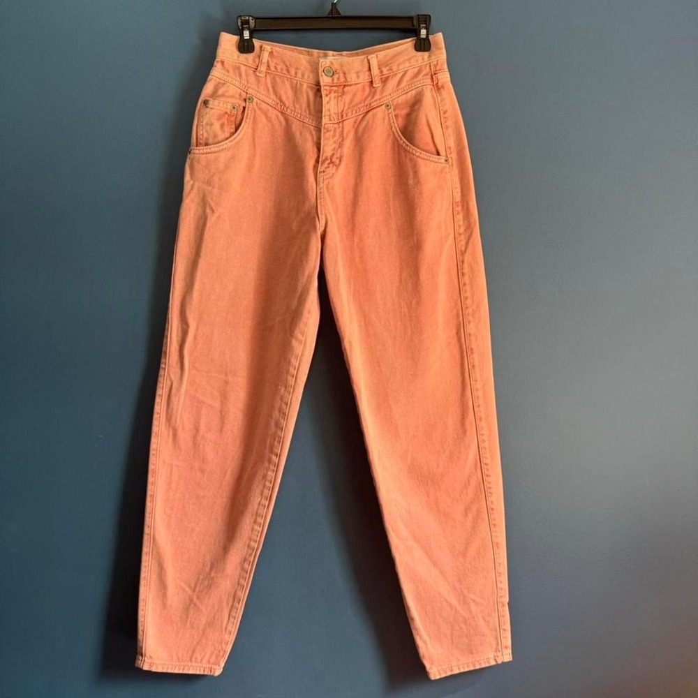 Pull & Bear Mom‎ Jeans Women's Size 4 High Rise Tapered Orange Pink Denim Retro
